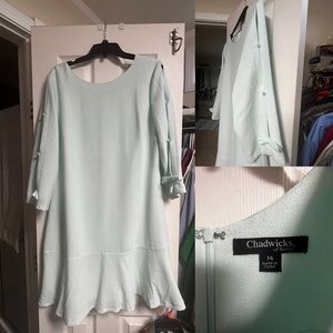 3/4 sleeve Blue Dress